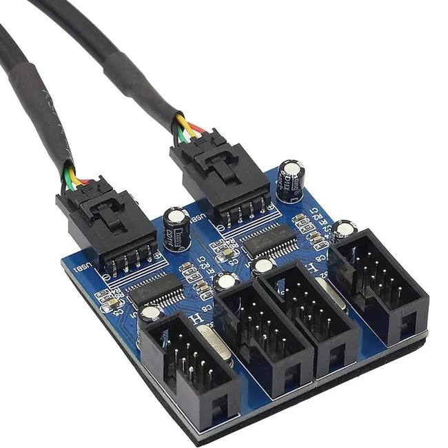 Alfais 6072 Anakart İç Usb Hub 9 Pin Header 1x4 Çoğaltıcı Port Genişletici Panel Rgb Dişi