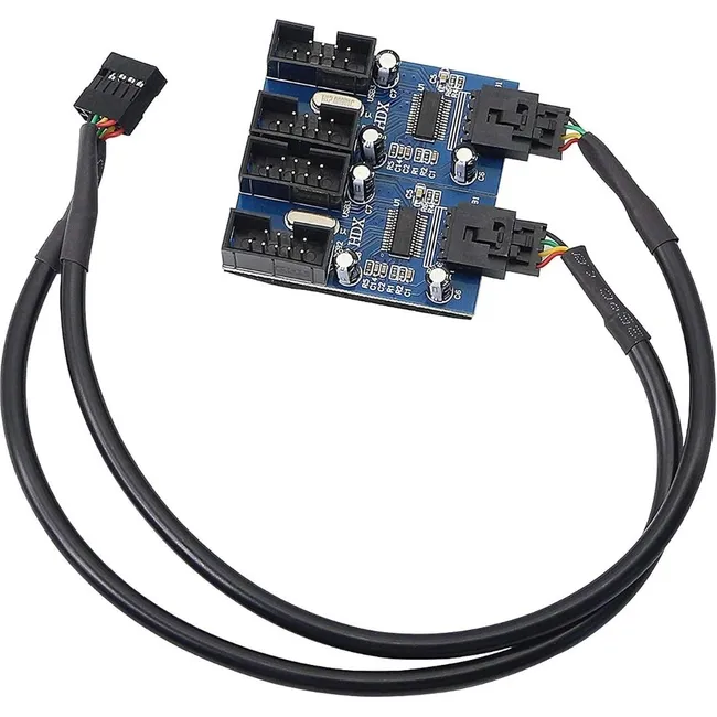 Alfais 6072 Anakart İç Usb Hub 9 Pin Header 1x4 Çoğaltıcı Port Genişletici Panel Rgb Dişi