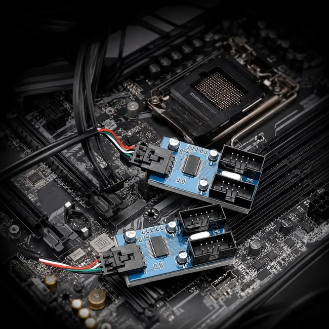 Alfais 6072 Anakart İç Usb Hub 9 Pin Header 1x4 Çoğaltıcı Port Genişletici Panel Rgb Dişi