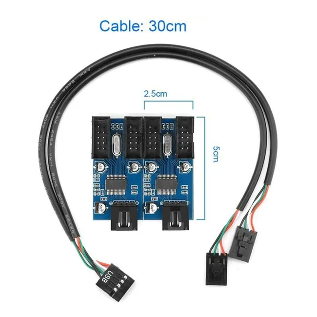 Alfais 6091 Anakart İç Usb Hub 9 Pin Header 1x4 Çoğaltıcı Port Genişletici Panel Rgb Dişi