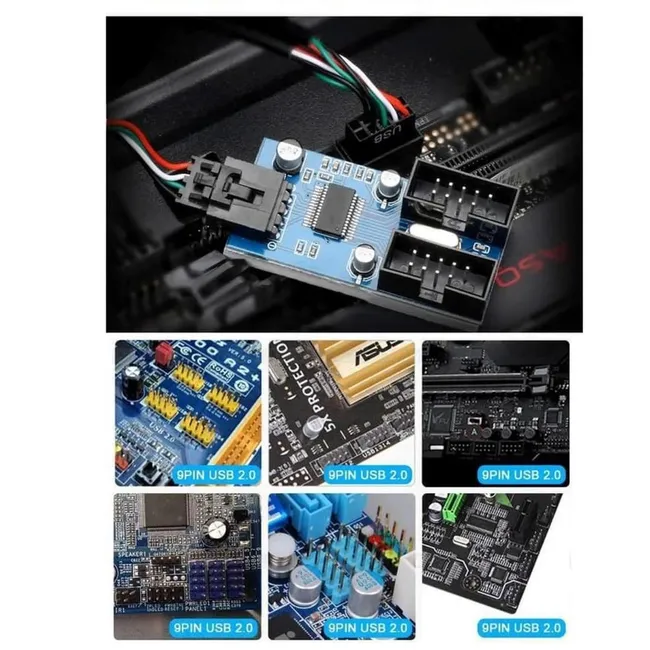 Alfais 6090 Anakart İç Usb Hub 9 Pin Header 1x2 Çoğaltıcı Port Genişletici Panel Rgb Dişi