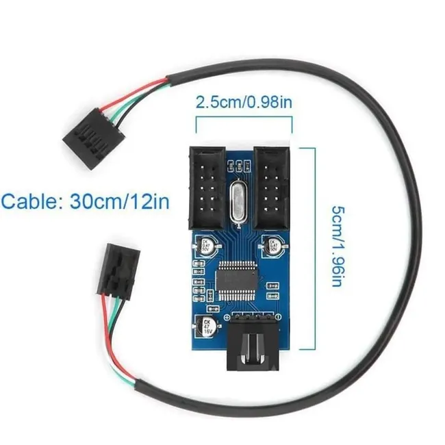 Alfais 6090 Anakart İç Usb Hub 9 Pin Header 1x2 Çoğaltıcı Port Genişletici Panel Rgb Dişi