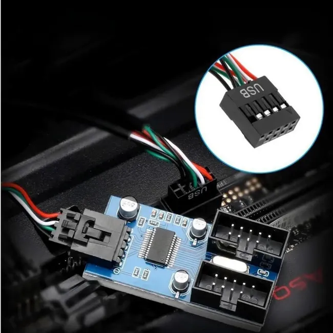 Alfais 6090 Anakart İç Usb Hub 9 Pin Header 1x2 Çoğaltıcı Port Genişletici Panel Rgb Dişi