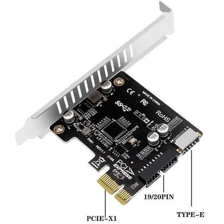 Alfais 4614 Pci-e Express To Type-e Usb 3.0 19 Pin VL805 Anakart Ön Panel Kartı