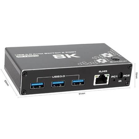 Alfais 4669 Kumandalı Usb 3.0 4k Hdmi Kvm Switch 2 Port Rj45 Ethernet Pc Kasa Klavye Mouse Çoklayıcı