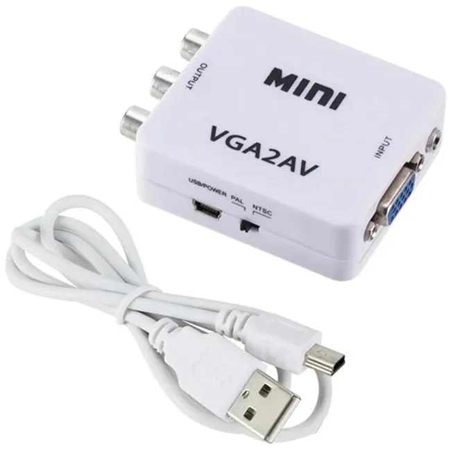 Alfais 5004 Vga To Av 3Rca Video 1080p Çevirici Dönüştürücü Adaptör 3.5mm Destekli
