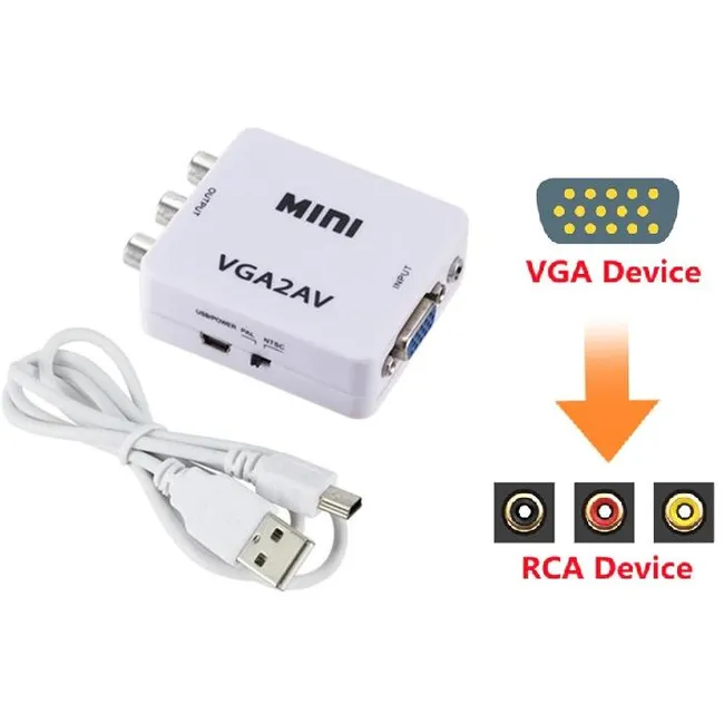 Alfais 5004 Vga To Av 3Rca Video 1080p Çevirici Dönüştürücü Adaptör 3.5mm Destekli
