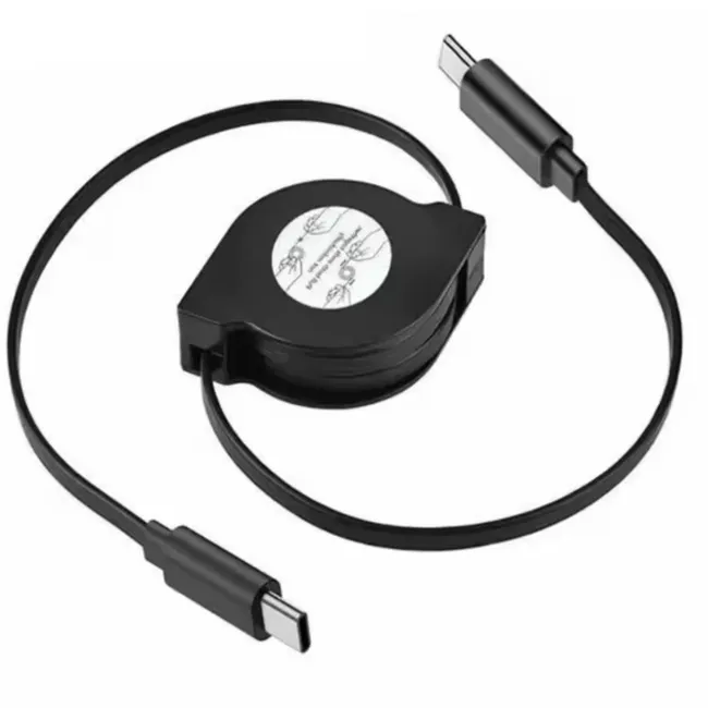 Alfais 6024 Type C To Type C Erkek Hızlı Şarj Ve Veri Aktarım Kablosu Makaralı 1 Metre  PD 60W