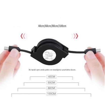 Alfais 6024 Type C To Type C Erkek Hızlı Şarj Ve Veri Aktarım Kablosu Makaralı 1 Metre  PD 60W