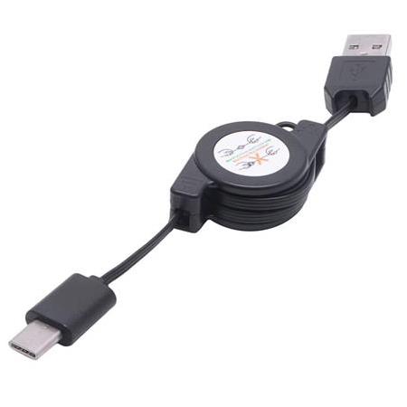 Alfais 6021 Usb To Type C Makaralı  Siyah Şarj Ve Veri Aktarım Kablosu 75cm