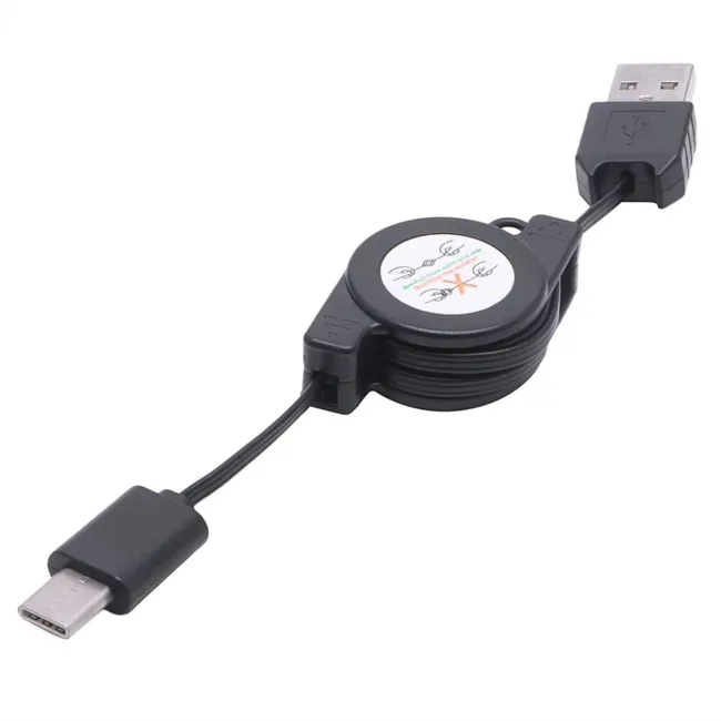Alfais 6021 Usb To Type C Erkek Şarj Ve Veri Aktarım Kablosu Makaralı  75cm