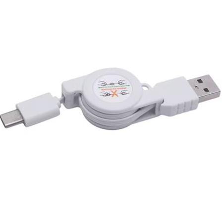 Alfais 6022 Usb To Type C Makaralı Beyaz Şarj Ve Veri Aktarım Kablosu 75cm