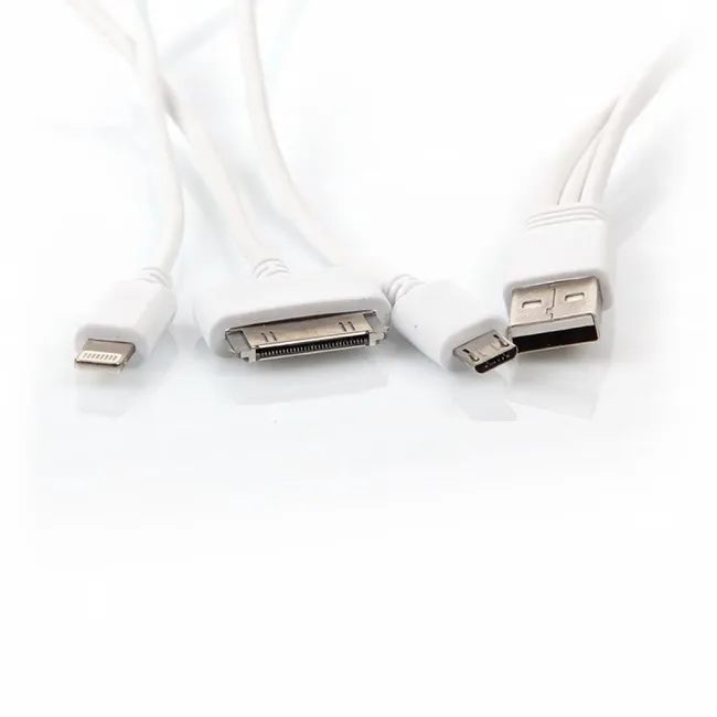 Alfais 4850 3in1 Çoklu Şarj Kablosu Micro USB 8Pin Lightning 30Pin Apple Uyumlu 1 Metre