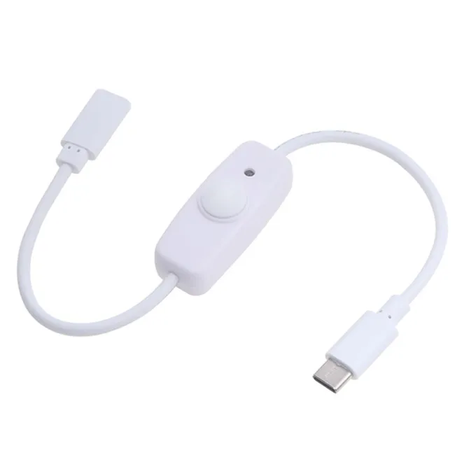 Alfais 6071 Type C Power Switch Kablo Açma Kapama Düğmeli Dişi Erkek Güç Ara Uzatma Kablosu 30cm