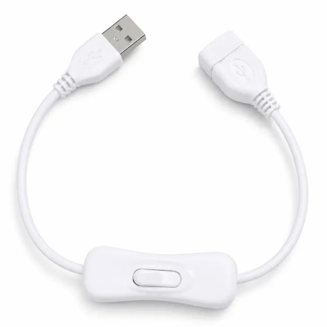 Alfais 6095 Usb Power Data Switch Kablo Açma Kapama Düğmeli Dişi Erkek Güç Ara Uzatma Kablosu 30cm