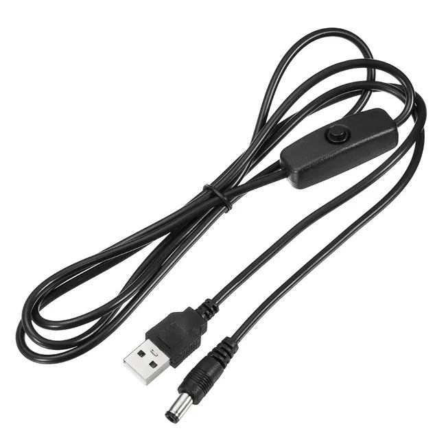 Alfais 6073 Usb To Dc 5.5x2.1mm Güç Kablosu 1.5 Metre Açma Kapama Anahtarlı Switch 5V Power On/Off