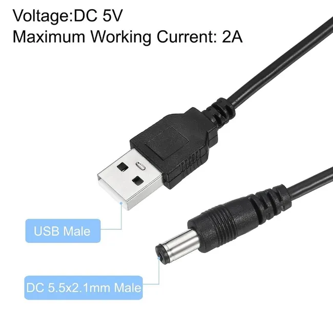 Alfais 6073 Usb To Dc 5.5x2.1mm Güç Kablosu 1.5 Metre Açma Kapama Anahtarlı Switch 5V Power On/Off