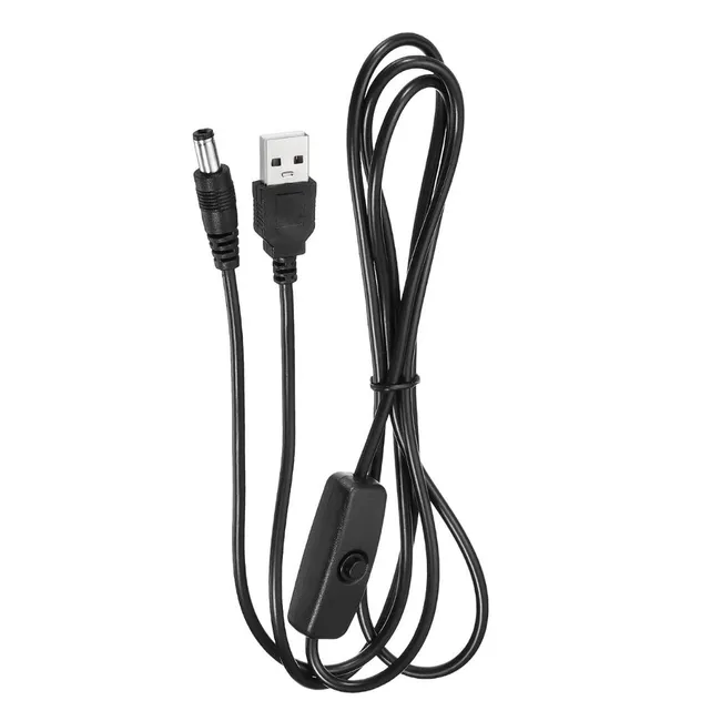 Alfais 6073 Usb To Dc 5.5x2.1mm Güç Kablosu 1.5 Metre Açma Kapama Anahtarlı Switch 5V Power On/Off