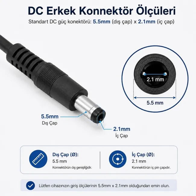 Alfais 6073 Usb To Dc 5.5x2.1mm Güç Kablosu 1.5 Metre Açma Kapama Anahtarlı Switch 5V Power On/Off