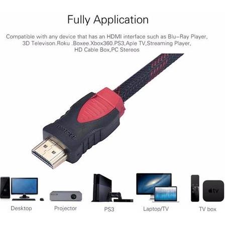 Alfais 4877 HDMİ Kablosu 15 Metre LCD Laptop 4K FHD Ara Bağlantı Erkek-Erkek TV Kablo Ps3 Ps4 Xbox U