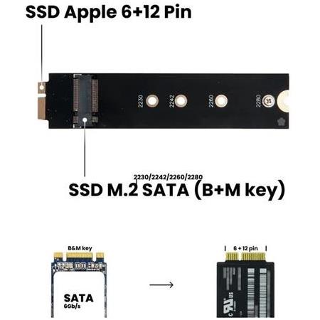 Alfais 4879 M.2 Ssd To 18(6+12) Pin Çevirici Dönüştürücü Kart Adaptör (Macbook için)
