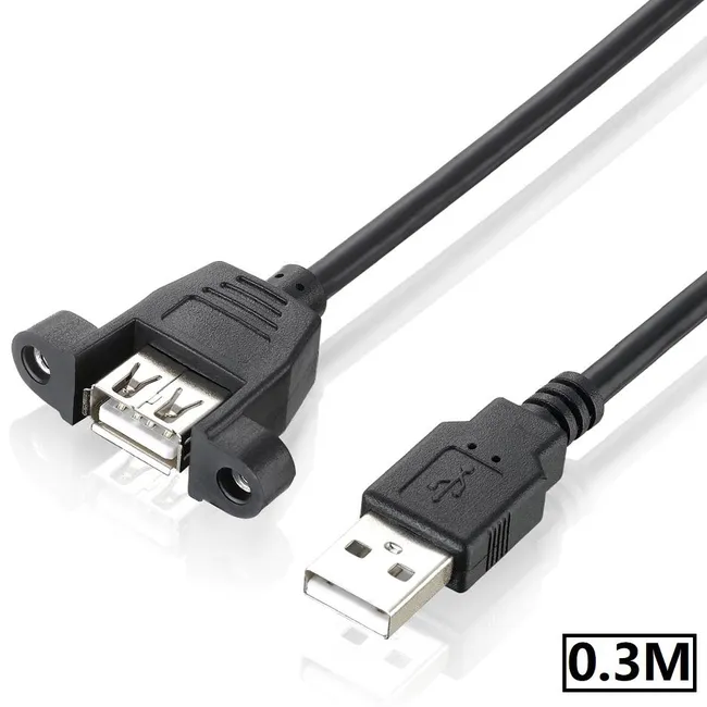 Alfais 4884 Usb Dişi Erkek Panel Tipi Data Uzatma Kablosu 0.3M 30cm