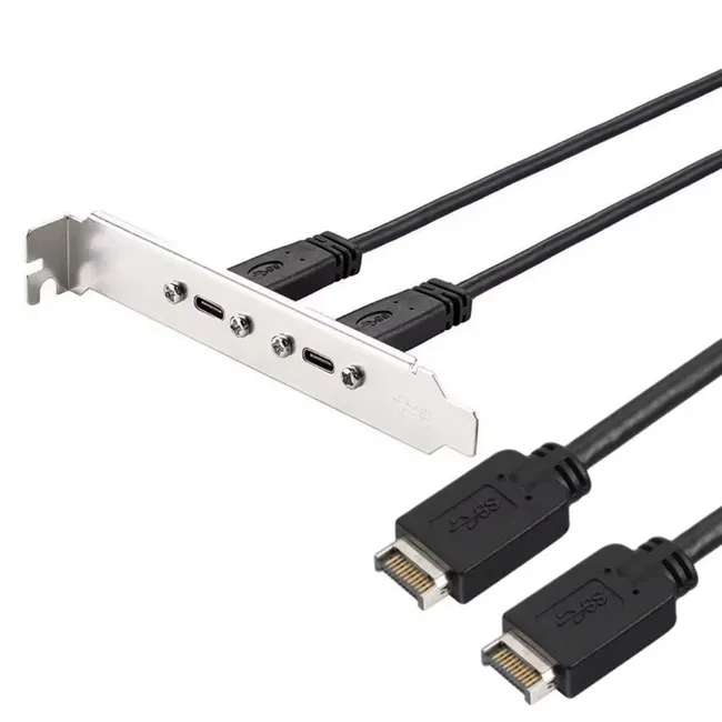 Alfais 6076 Type E to Type C Ön Panel Usb C Uzatma Kablosu Braket Adaptörü 3.1 Çevirici Dönüştürücü