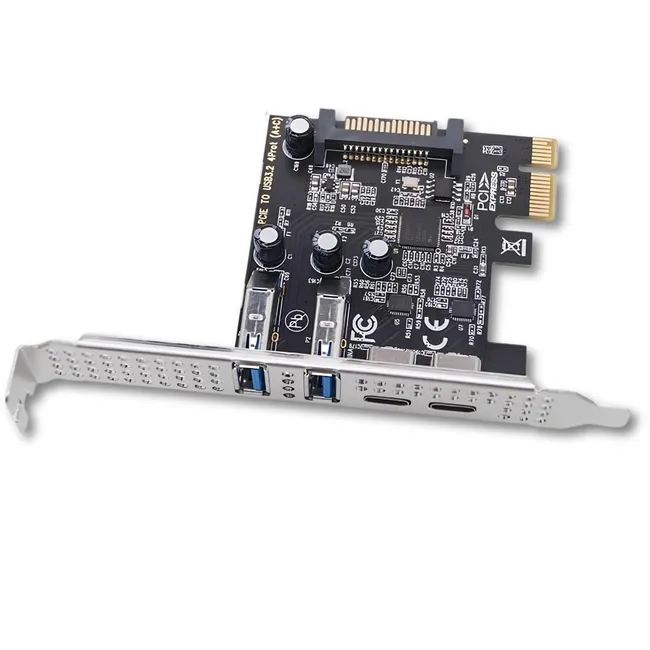 Alfais 6094 PCIe 2x USB 3.0 + 2x Type C Hub Genişletme Kartı PCI Express Adaptör Çoklayıcı Çoğaltıcı