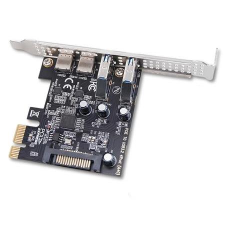 Alfais 6094 PCIe 2x USB 3.0 + 2x Type C Hub Genişletme Kartı PCI Express Adaptör Çoklayıcı Çoğaltıcı