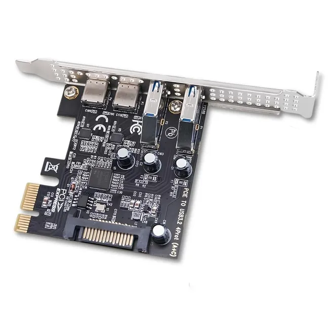 Alfais 6094 PCIe 2x USB 3.0 + 2x Type C Hub Genişletme Kartı PCI Express Adaptör Çoklayıcı Çoğaltıcı