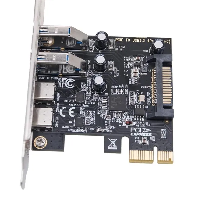 Alfais 6094 PCIe 2x USB 3.0 + 2x Type C Hub Genişletme Kartı PCI Express Adaptör Çoklayıcı Çoğaltıcı