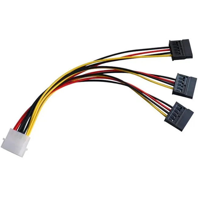Alfais 5101 Üçlü 3 Port ide Molex Sata Power Hdd 4 pin Güç Kablosu