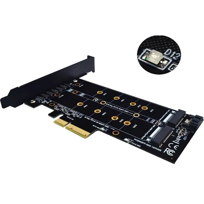 Alfais 4898 M.2 Nvme M+B Key Ngff Ssd To Pci-E 3.0 X4 Sata Çevirici Dönüştürücü Adaptör Kartı