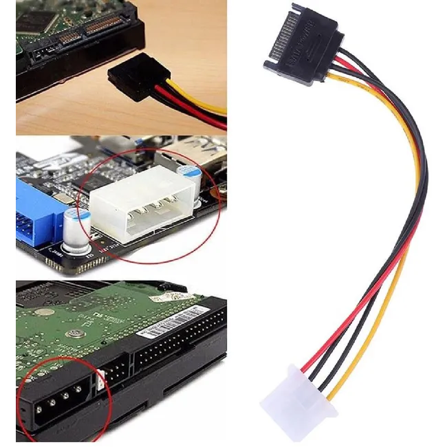 Alfais 4843 Sata Kasa Hdd Dişi Erkek 4 pin Power Molex Güç Kablosu 20 cm