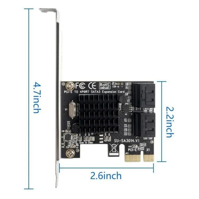 Alfais 5075 Pci Express Pci-e 4 Port Sata 3.0 Hdd Ssd Girşi Çoklayıcı Kart