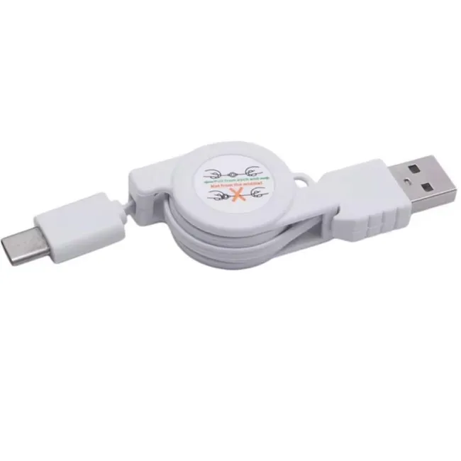 Alfais 6022 Usb To Type C Erkek Şarj Ve Veri Aktarım Kablosu Makaralı  75cm