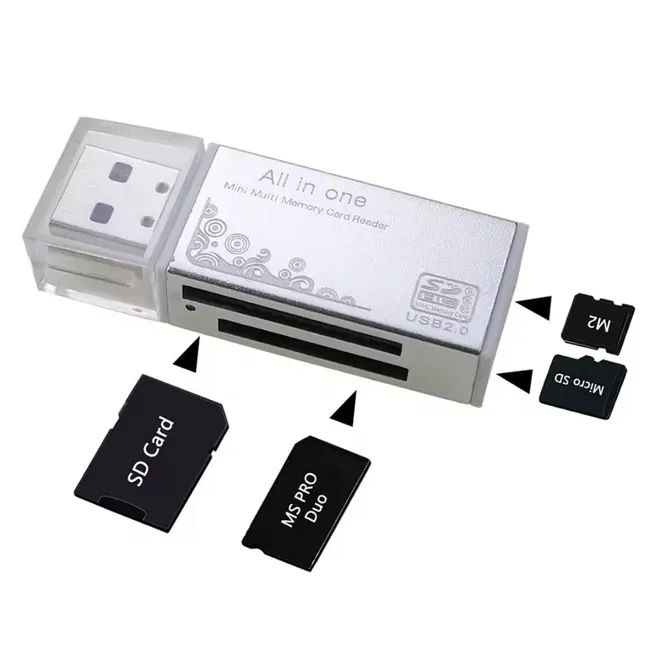 Alfais 6070 USB Çoklu Kart Okuyucu SD Micro MMC MS MicroSd Sdhc Hafıza Kartı Adaptörü