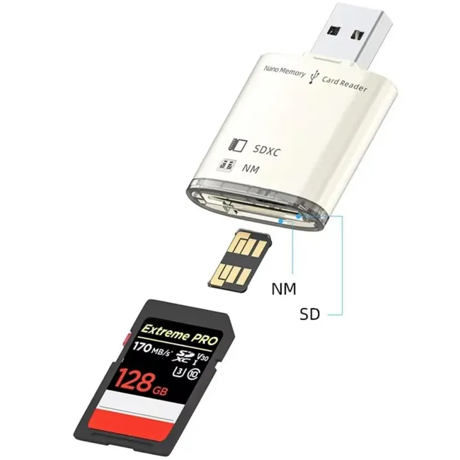 Alfais 6082 Usb 3.0 2 Port  Hafıza Kartı Okuyucu SD SDXC NM Çoklu Kart Dönüştürücü