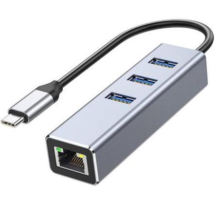 Alfais 5224 Type C To Usb 3.0 Ethernet Gigabit Rj45 3 Port Hub Çoklayıcı Adaptör