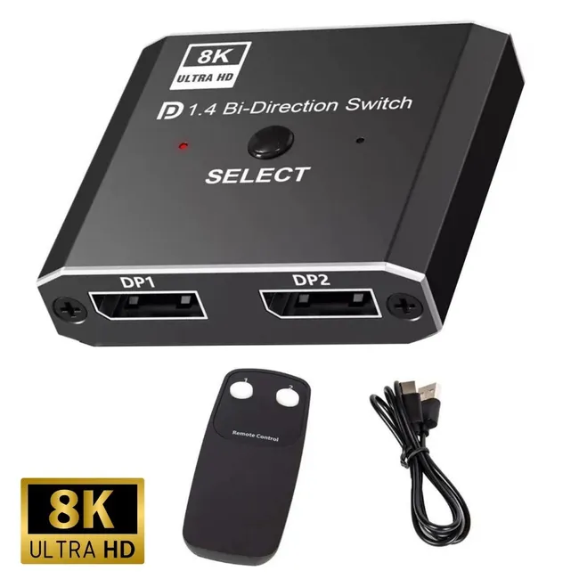 Alfais 4284 8K DisplayPort Kumandalı Çift Yönlü Çoklayıcı Switch Splitter