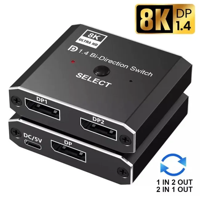 Alfais 4284 8K DisplayPort Kumandalı Çift Yönlü Çoklayıcı Switch Splitter