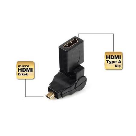 Alfais 4670 Micro hdmi to Hdmi 180 270 Derece Dönebilen Çevirici Dönüştürücü Adaptör