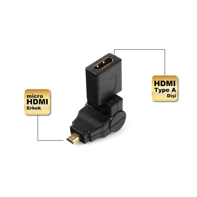 Alfais 4670 Micro hdmi to Hdmi 180 270 Derece Dönebilen Çevirici Dönüştürücü Adaptör