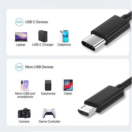 Alfais 4244 Type-C to Micro USB Çevirici Dönüştürücü Kablo 80 cm