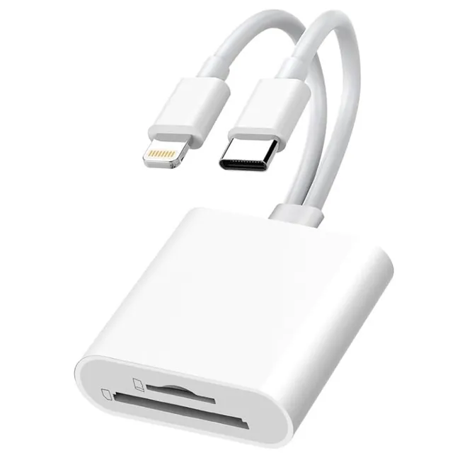 Alfais 6083 Type-C Lightning Kart Okuyucu Micro SD TF Hafıza Kart Adaptörü Çevirici Çoklayıcı Sdhc