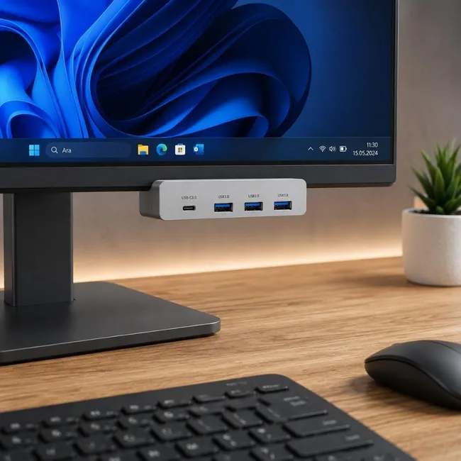 Alfais 6081 Hub 4 Port Çoklayıcı Usb 3.0 Type C 5Gbps Veri Aktarım Güç Destekli Dock Çoğaltıcı