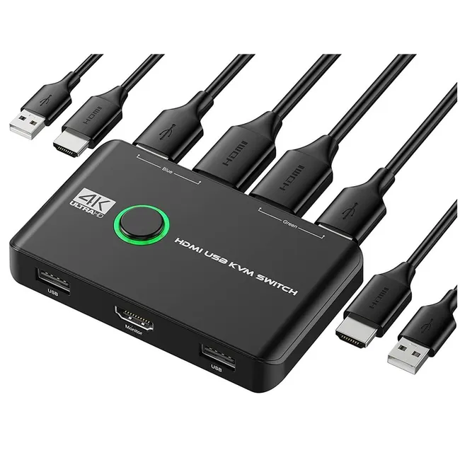 Alfais 4642 4K Hdmi Kvm Switch 2 Port Usb 2 PC Tek Kasa Klavye Mouse Kontrol Çoklayıcı