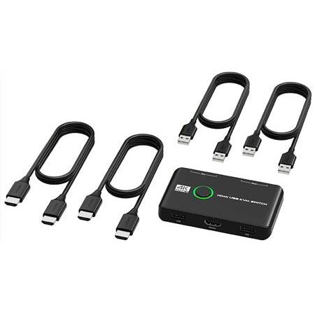 Alfais 4642 4K Hdmi Kvm Switch 2 Port Usb 2 PC Tek Kasa Klavye Mouse Kontrol Çoklayıcı