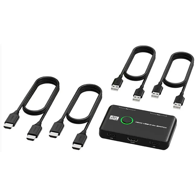 Alfais 4642 4K Hdmi Kvm Switch 2 Port Usb 2 PC Tek Kasa Klavye Mouse Kontrol Çoklayıcı
