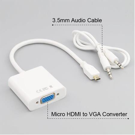 Alfais 4549 Micro Hdmi To Vga Çevirici Dönüştürücü Adaptör (Ses Destekli)